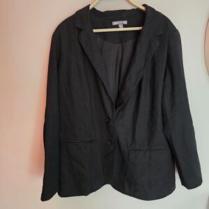 JESSICA LONDON Black Linen Blazer Suit Jacket Size 20W Career Office Lightweight